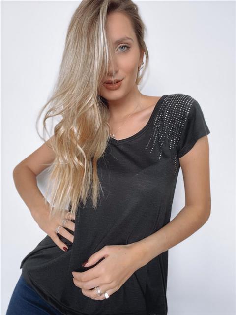Remera Lluvia de Brillos Escote V