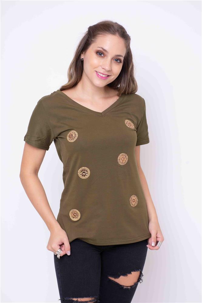 Remera Alison con Brillos Escote V
